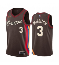 Portland Trail Blazers 3 C J McCollum Chocolate NBA Swingman 2020 21 City Edition Jersey