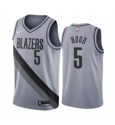 Portland Trail Blazers 5 Rodney Hood Gray NBA Swingman 2020 21 Earned Edition Jersey