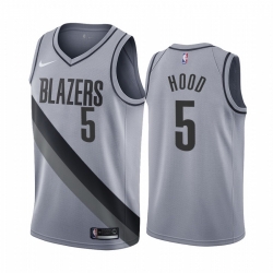Portland Trail Blazers 5 Rodney Hood Gray NBA Swingman 2020 21 Earned Edition Jersey