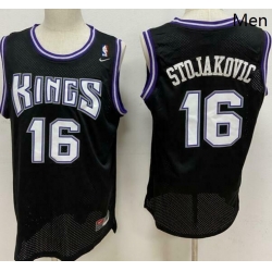 Sacramento Kings 16 Peja Stojakovic Black Soul Swingman Jersey