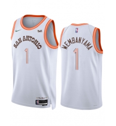 San Antonio Spurs 1 Victor Wembanyama White 2023 24 City Edition Stitched Basketball Jersey