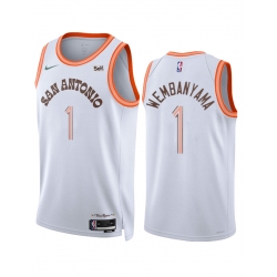 San Antonio Spurs 1 Victor Wembanyama White 2023 24 City Edition Stitched Basketball Jersey