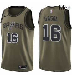 San Antonio Spurs 16 Pau Gasol Swingman Green Salute To Service NBA jersey