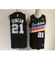 San Antonio Spurs 21 Tim Duncan Black 2021 City Edition Swingman Stitched NBA jersey With The Sponsor Logo