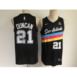 San Antonio Spurs 21 Tim Duncan Black 2021 City Edition Swingman Stitched NBA jersey With The Sponsor Logo