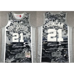 San Antonio Spurs 21 Tim Duncan Black White Classics Swingman Stitched Jersey