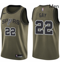San Antonio Spurs 22 Rudy Gay Swingman Green Salute To Service NBA jersey