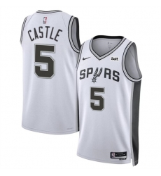 San Antonio Spurs 5 Stephon Castle White 2024 Draft Association Edition Stitched Basketball Jersey
