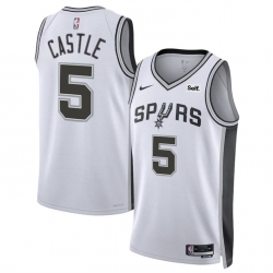 San Antonio Spurs 5 Stephon Castle White 2024 Draft Association Edition Stitched Basketball Jersey