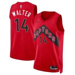 Toronto Raptors 14 Ja'Kobe Walter Red 2024 Draft Icon Edition Stitched Basketball Jersey