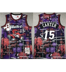 Toronto Raptors 15 Vince Carter Purple Red Throwback Stitched Jersey