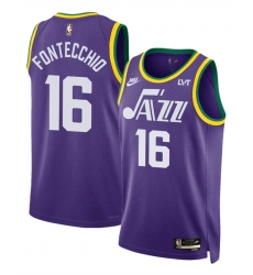 Utah Jazz 16 Simone Fontecchio Purple 2023 Classic Edition Stitched Basketball Jersey