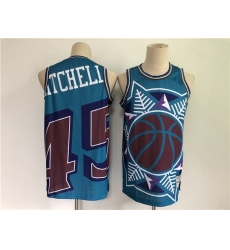 Utah Jazz 45 Donovan Mitchell Blue Big Face Throwback Stitched Jersey