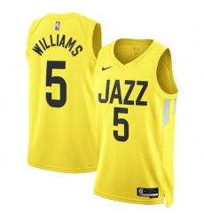 Utah Jazz 5 Cody Williams Yellow 2024 Draft Association Edition Stitched Basketball Jersey