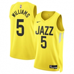 Utah Jazz 5 Cody Williams Yellow 2024 Draft Association Edition Stitched Basketball Jersey