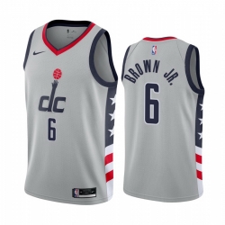 Washington Wizards 6 Troy Brown Jr Gray NBA Swingman 2020 21 City Edition Jersey