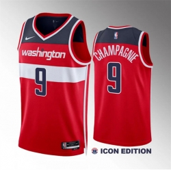 Washington Wizards 9 Justin Champagnie Red Icon Edition Stitched Basketball Jersey