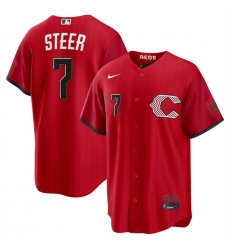 Cincinnati Reds 7 Spencer Steer Red 2026 City Connect Stadium Stitched Baseball Jersey
