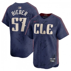 Shane Bieber Cleveland Guardians 2024 City Connect Limited Jersey Navy