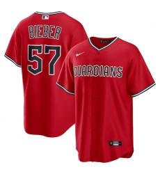 Shane Bieber Cleveland Guardians Alternate Player Jersey Red Shane Bieber Cleveland Guardians Alternate Player Jersey Red