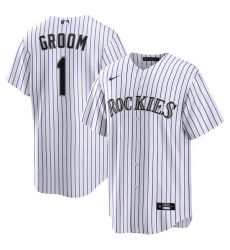 Colorado Rockies 1 Groom Home Jersey White