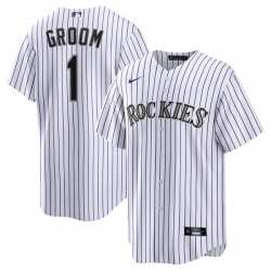 Colorado Rockies 1 Groom Home Jersey White