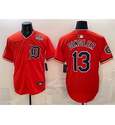 Detroit Tigers 13 Dillon Dingler Orange 2026 Alternate USA 250' Patch Vapor Premier Limited Stitched Baseball Jersey