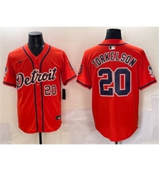 Detroit Tigers 20 Spencer Torkelson Orange With Patch Vapor Premier Limited Stitched Baseball Jersey