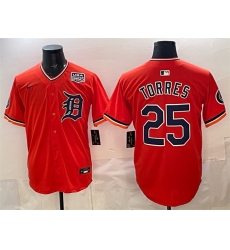 Detroit Tigers 25 Gleyber Torres Orange 2026 Alternate USA 250' Patch Vapor Premier Limited Stitched Baseball Jersey