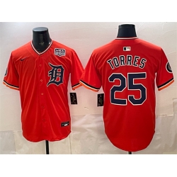 Detroit Tigers 25 Gleyber Torres Orange 2026 Alternate USA 250' Patch Vapor Premier Limited Stitched Baseball Jersey