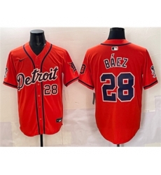 Detroit Tigers 28 Javier Báez Orange With Patch Vapor Premier Limited Stitched Baseball Jersey