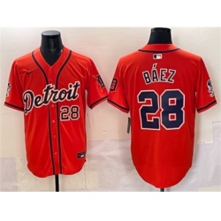 Detroit Tigers 28 Javier Báez Orange With Patch Vapor Premier Limited Stitched Baseball Jersey
