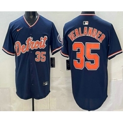 Detroit Tigers 35 Justin Verlander Navy Limited Jersey