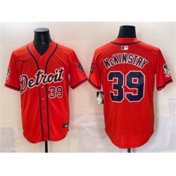 Detroit Tigers 39 Zach McKinstry Orange With Patch Vapor Premier Limited Stitched Baseball Jersey