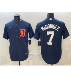 Detroit Tigers 7 Kevin McGonigle Navy With Orange Logo Cool Base Stitched Baseball Jersey