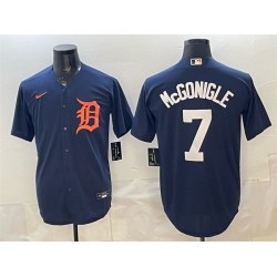 Detroit Tigers 7 Kevin McGonigle Navy With Orange Logo Cool Base Stitched Baseball Jersey