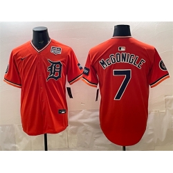 Detroit Tigers 7 Kevin McGonigle Orange 2026 Alternate With Meijer Patch & USA 250' Patch Vapor Premier Limited Stitched Baseball Jersey