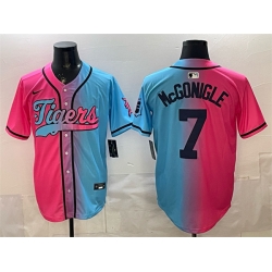 Detroit Tigers 7 Kevin McGonigle Pink Blue Limited Stitched Baseball Jersey