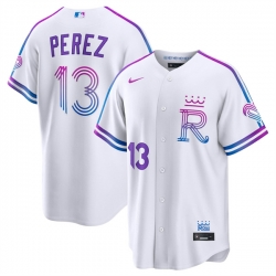 Kansas City Royals 13 Salvador Perez White 2026 City Connect Stadium Stitched Baseball Jersey