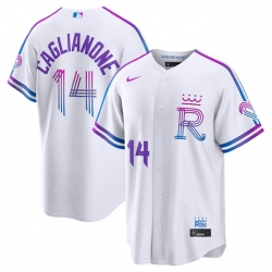 Kansas City Royals 14 Jac Caglianone White 2026 City Connect Stadium Stitched Baseball Jersey