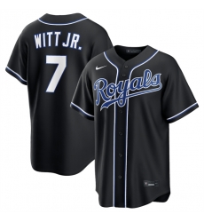 Kansas City Royals 7 Bobby Witt Jr. 2026 Fashion Replica Black Out Stitched Baseball Jersey