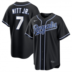 Kansas City Royals 7 Bobby Witt Jr. 2026 Fashion Replica Black Out Stitched Baseball Jersey