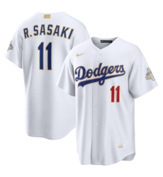 Los Angeles Dodgers 11 Roki Sasaki Nike White 2026 Gold Collection Stadium Jersey
