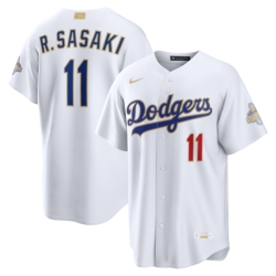 Los Angeles Dodgers 11 Roki Sasaki Nike White 2026 Gold Collection Stadium Jersey