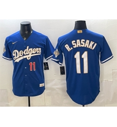 Los Angeles Dodgers 11 Roki Sasaki Royal 2026 Alternate Gold Collection Stadium Stitched Baseball Jersey