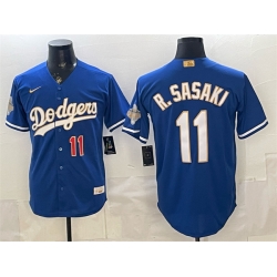 Los Angeles Dodgers 11 Roki Sasaki Royal 2026 Alternate Gold Collection Stadium Stitched Baseball Jersey