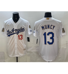 Los Angeles Dodgers 13 Max Muncy White 2026 Gold Collection 9x & B2B Champs Patch Stitched Baseball Jersey