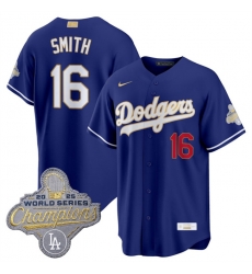 Los Angeles Dodgers 16 Will Smith Royal 2026 Alternate Gold Collection Stadium Stitched Baseball Jersey