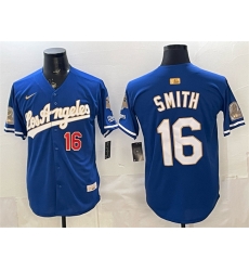 Los Angeles Dodgers 16 Will Smith Royal 2026 Gold Collection 9x & B2B Champs Patch Stitched Baseball Jersey