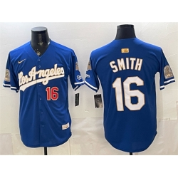 Los Angeles Dodgers 16 Will Smith Royal 2026 Gold Collection 9x & B2B Champs Patch Stitched Baseball Jersey